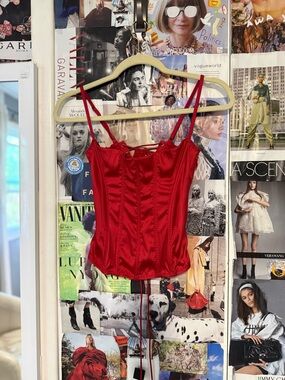 Victoria's Secret Red Satin Corset Bustier Top